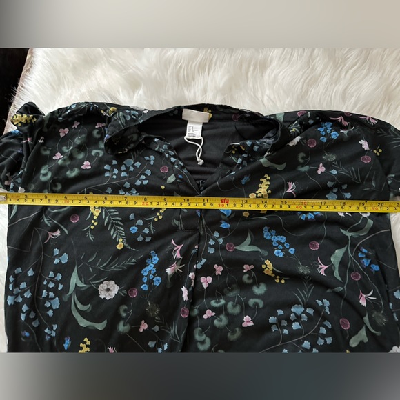 Anna Glover x H&M Peasant Blouse Oversized Flowy Floral Black Women’s Small - Picture 8 of 10